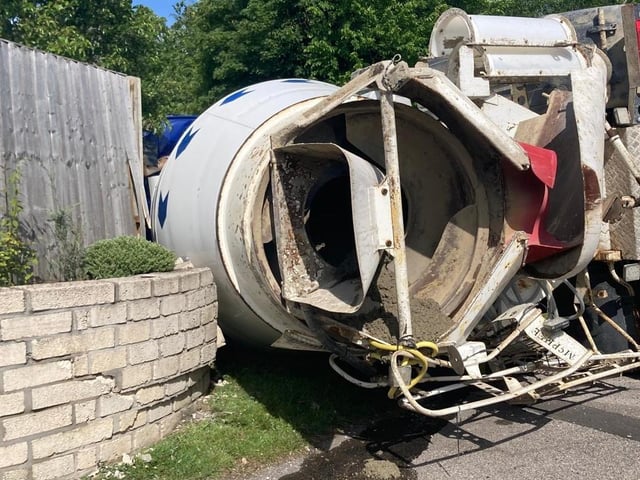 The truck hit the pavement and crashed through the wall of the house owned by Graham Pearson, who has now set up a petition.