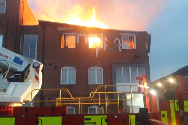 A photograph of the fire raging, shared by Lincolnshire Fire and Rescue's Ben Illsley.