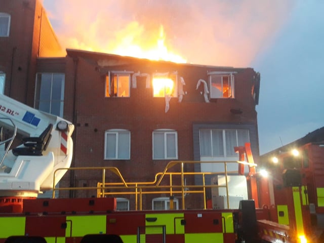 A photograph of the fire raging, shared by Lincolnshire Fire and Rescue's Ben Illsley.