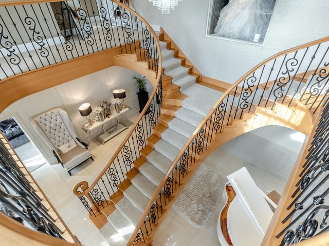 Looking down from the galleried landing.