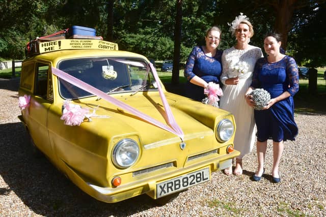 Bride Sylvia Attwell pictured with bridesmaids Deana Creasey and Susan Barnes.