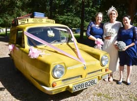 Bride Sylvia Attwell pictured with bridesmaids Deana Creasey and Susan Barnes.