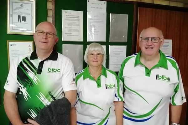 Hotspurs winning rink against Parthians, with pin Rob Druce, lead Pam Rate and skip Mick Rate