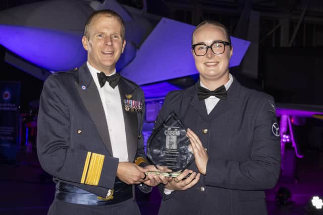 Acting Corporal Gemma Barnsdale receives the junior rank of the year award. (PHOTO BY: Sgt Nicholas Egan/RAF)