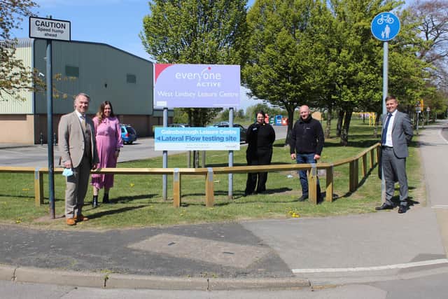 Ian Knowles (Chief Executive), Alice Ross (Test Site Supervisor), Kerry O’Neill (Everyone Active Manager), Simon Hunt (Health and Safety Co-ordinator at West Lindsey District Council), and Andy Gray (Housing and Enforcement Manager at WLDC)