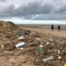 Litter on a beach in Skegness.