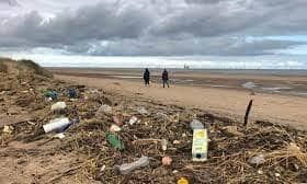 Litter on a beach in Skegness.