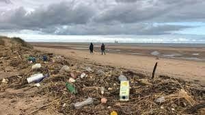 Litter on a beach in Skegness.
