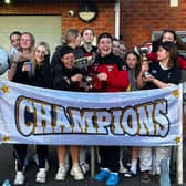 Louth FC U16 girls celebrate their tournament triumph in France.