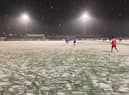 The pitch at Melton Town before the game was abandoned. Photo: Chris Chapman.