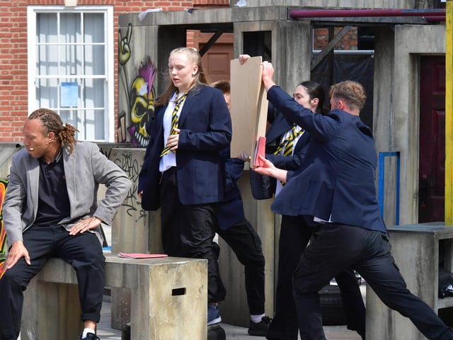 Hard-hitting scenes from The CODE in Sleaford Market Place.