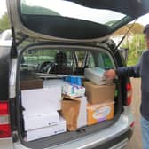 Rtn. David Mason with medical supplies for Ukraine