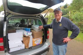 Rtn. David Mason with medical supplies for Ukraine
