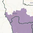 Grantham & Bourne's new constituency boundaries (purple is the former Grantham & Stamford)