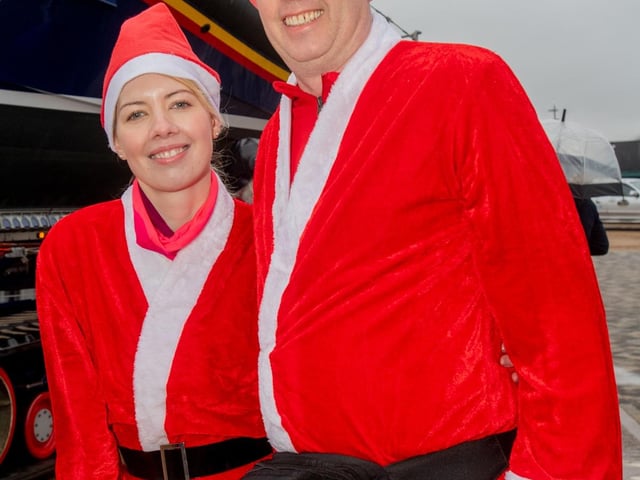 Sarah Waples and Martin Green at the start of the fun run.
