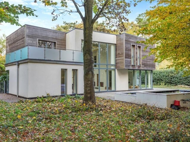 The rear of the home.