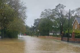 Ruskington High Street under water after the Beck overflowed in October 2023. Photo: Jacqui Dagg Ratcliffe
