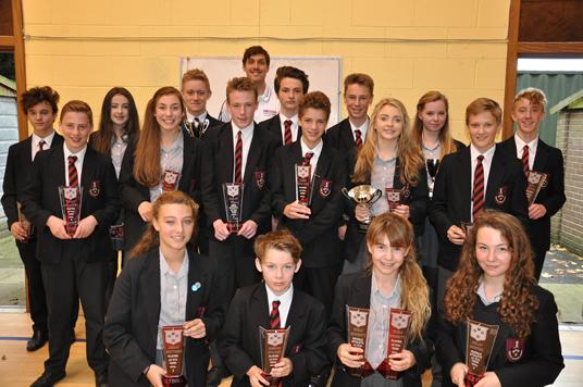 Caistor Grammar School hosting its annual Sports Assembly of 2014, recognising and rewarding its top sports performers. The trophies presented were created by the design and technology department.