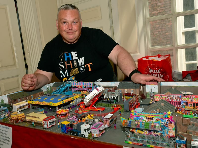 Ian Hides, of Metheringham, with his 1:76 scale models at the Guildhall on Saturday.