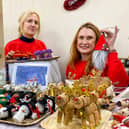 Tizzy Brooks and Julie Whiley with some of their cork based Christmas decorations.. Photos: Chris Frear