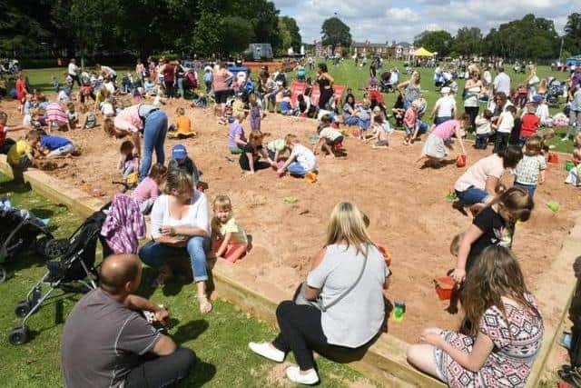A snapshot of action at the 'beach' at Central Park a previous year.