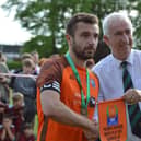 Richard Ford received a runners-up pennant after Boston Town lost their penalty shoot-out - photo (c) Joshua Hallam