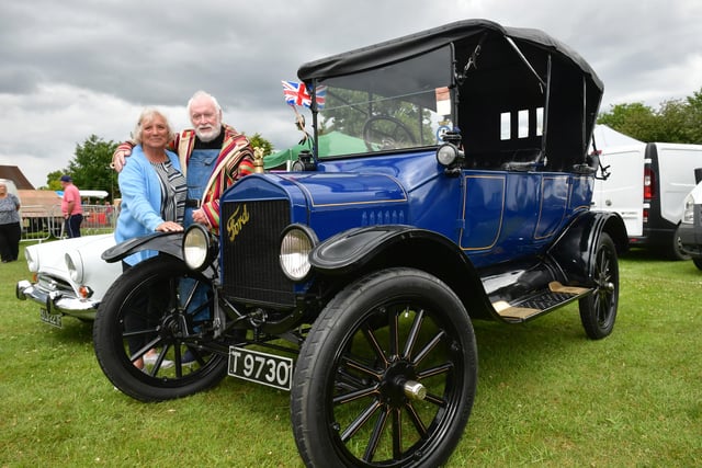 Lydia and Robert Larkin, of Burgh le Marsh, with their 1921 Ford Model T Tourer at Wrangle Show.