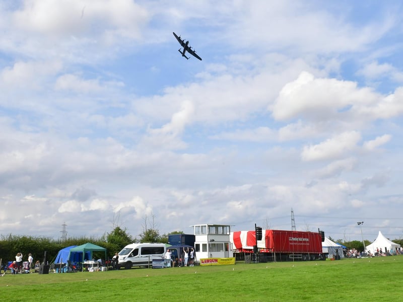 Lancaster fly-past over the showground on Saturday afternoon. Photo: David Dawson