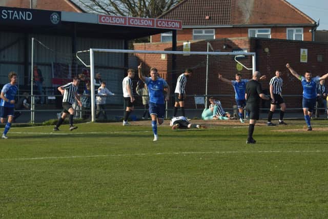 Jordan Nuttell scoring the only goal of the game - (Joshua's Football Photos)