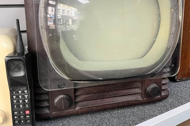 One of Mr Robinson's oldest TVs from the 1950s, filled with paraffin used as a magnifying agent.