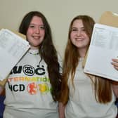 From left - Ruby Eaton, 16, Ruby Mason, 16, get their GCSE results at St George's Academy, Sleaford.