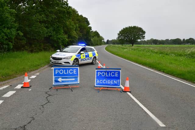 Langrick Road, Coningsby was closed due to the Spitfire crash.