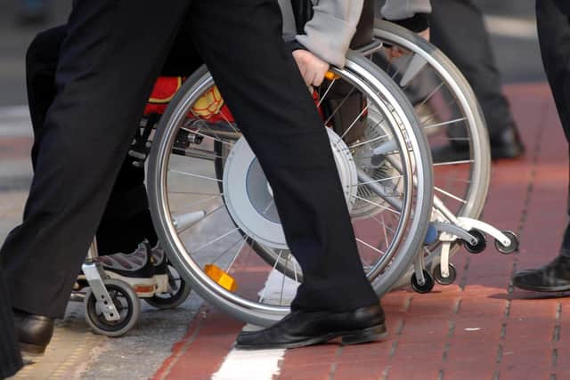 Patient in a wheelchair.