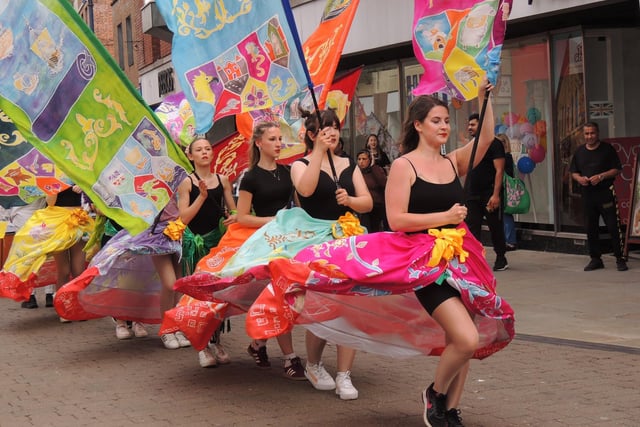 Heritage-inspired flags were also created in the run-up to the event in workshops led by artist Donna Fox.
