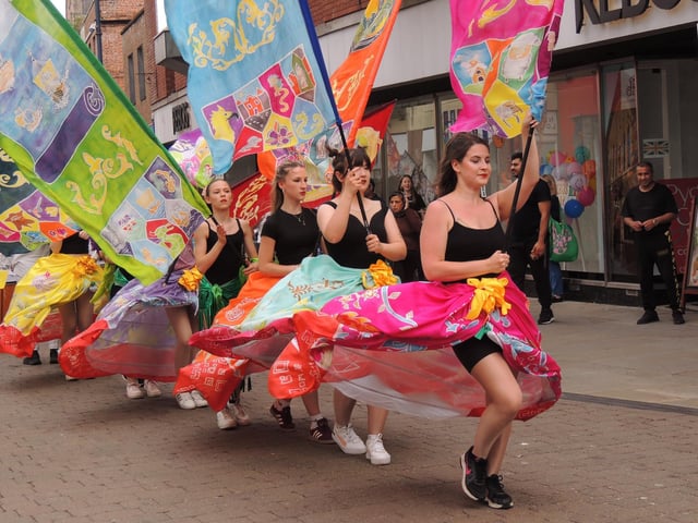 Heritage-inspired flags were also created in the run-up to the event in workshops led by artist Donna Fox.