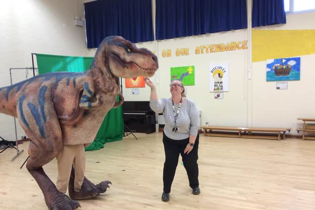 With staff member Louise Curtis.