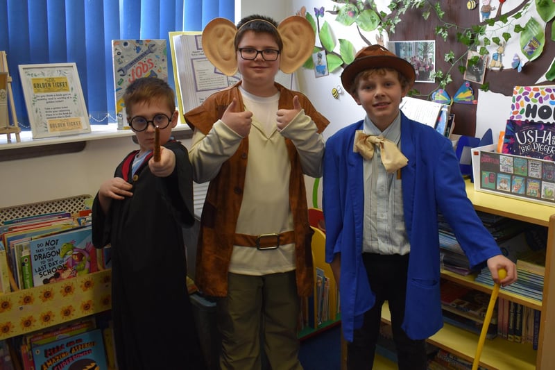 Gosberton Academy pupils dressed as Harry Potter, the BFG and Willy Wonka.