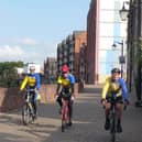 Left to right Gainsborough Aegir Cycling Club members Geoff Garner, Barry Markham and Trevor Halstead riding along the Riverside Cycle route out of Gainsborough. Picture by Daniel Nicholson