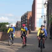 Left to right Gainsborough Aegir Cycling Club members Geoff Garner, Barry Markham and Trevor Halstead riding along the Riverside Cycle route out of Gainsborough. Picture by Daniel Nicholson