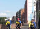 Left to right Gainsborough Aegir Cycling Club members Geoff Garner, Barry Markham and Trevor Halstead riding along the Riverside Cycle route out of Gainsborough. Picture by Daniel Nicholson