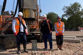 Coun Dale Broughton on site with Lindum Group representatives in Boston. Photo: Boston Borough Council