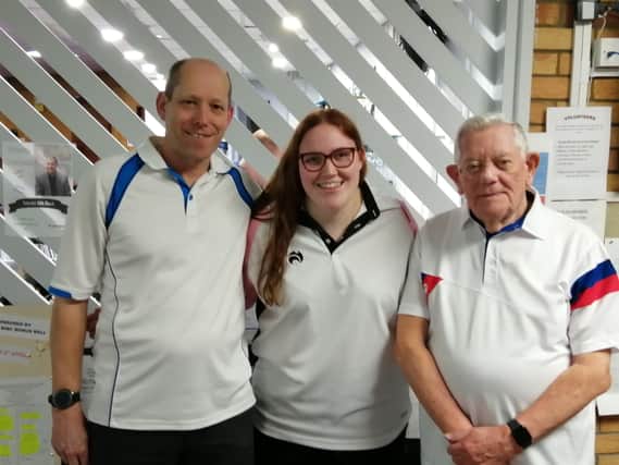 The victorious Strollers rink with Andy Warne, Kathryn Rockall and Alan Everitt after winning 16-11 against Nomads