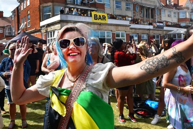 Karen Green enjoying her 50th Birthday at the festival.