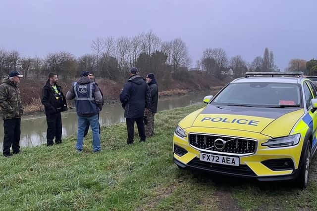 Police rural crime officers with Environment Agency officers and local fisheries bailiffs on patrol near Boston. Photo: Lincs Police