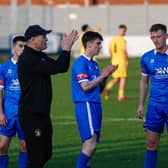 Wilcox applauds the fans following his side's 2-1 win over Bamber Bridge on Saturday. Photo: Foxby Media.