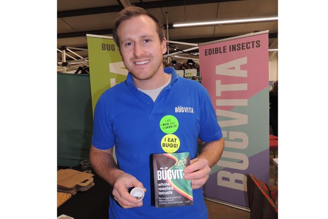 Adam Banks of Bugvita, based in Metheringham, selling his edible bugs.