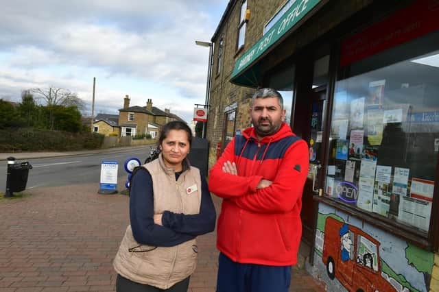 Postmasters Hira and Ram Odedra at Bardney post office.