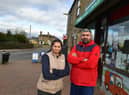 Postmasters Hira and Ram Odedra at Bardney post office.