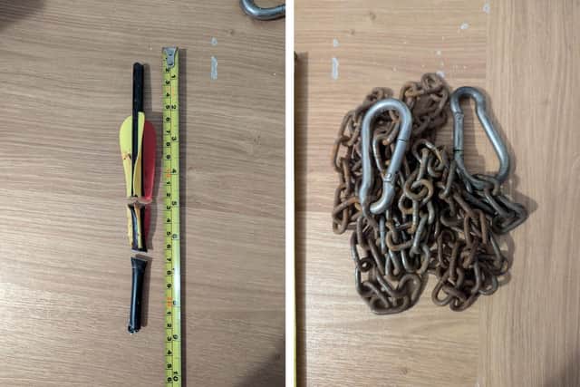 The bolt and the chain involved in the case.