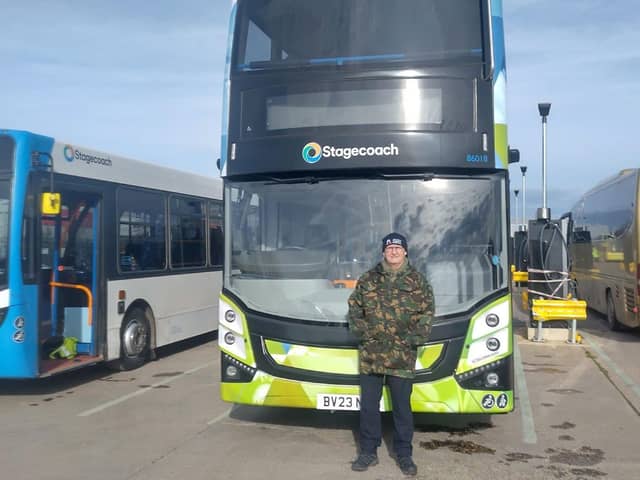Robert Cook with a Stagecoach East bus